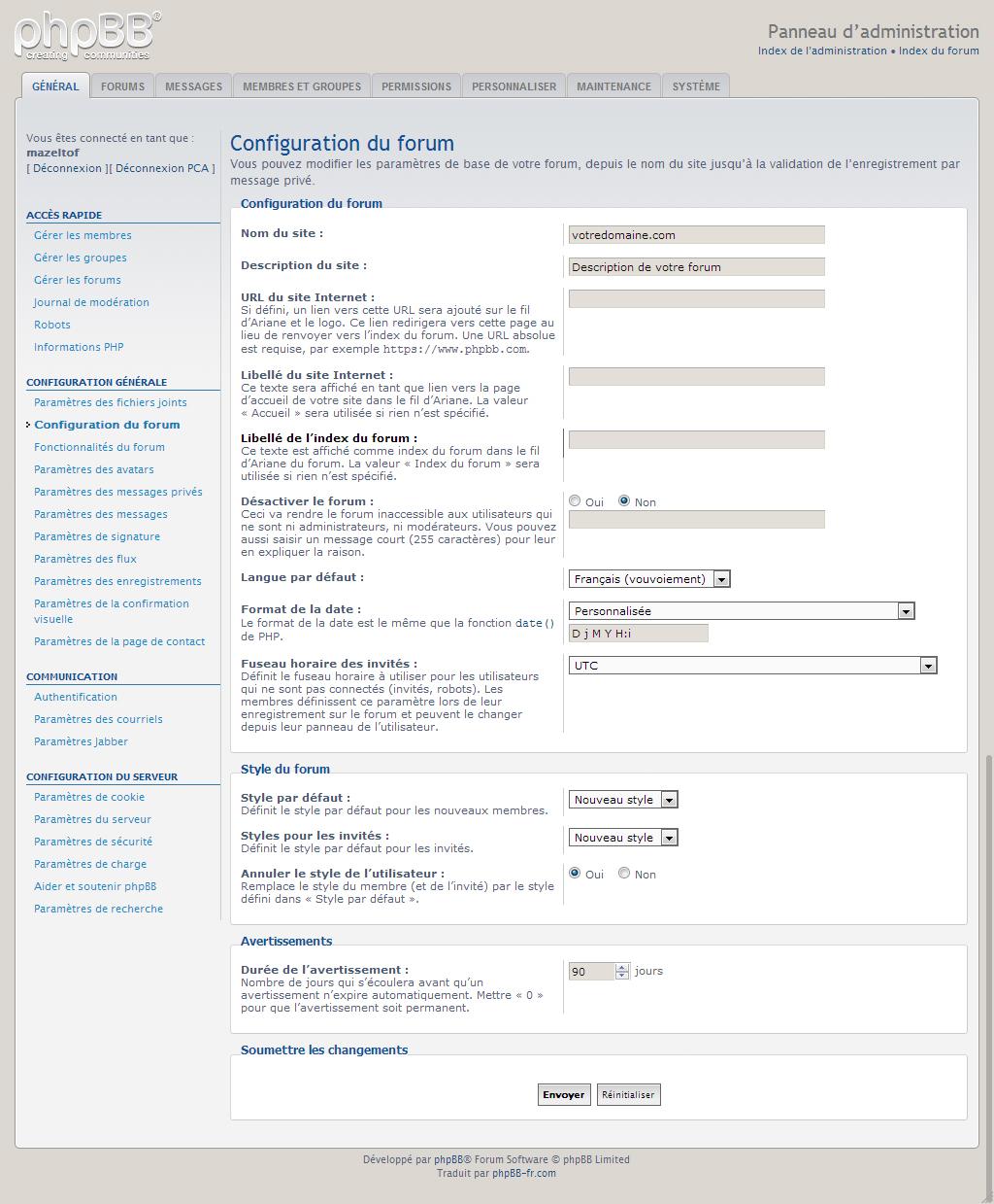 définir un style phpBB par défaut